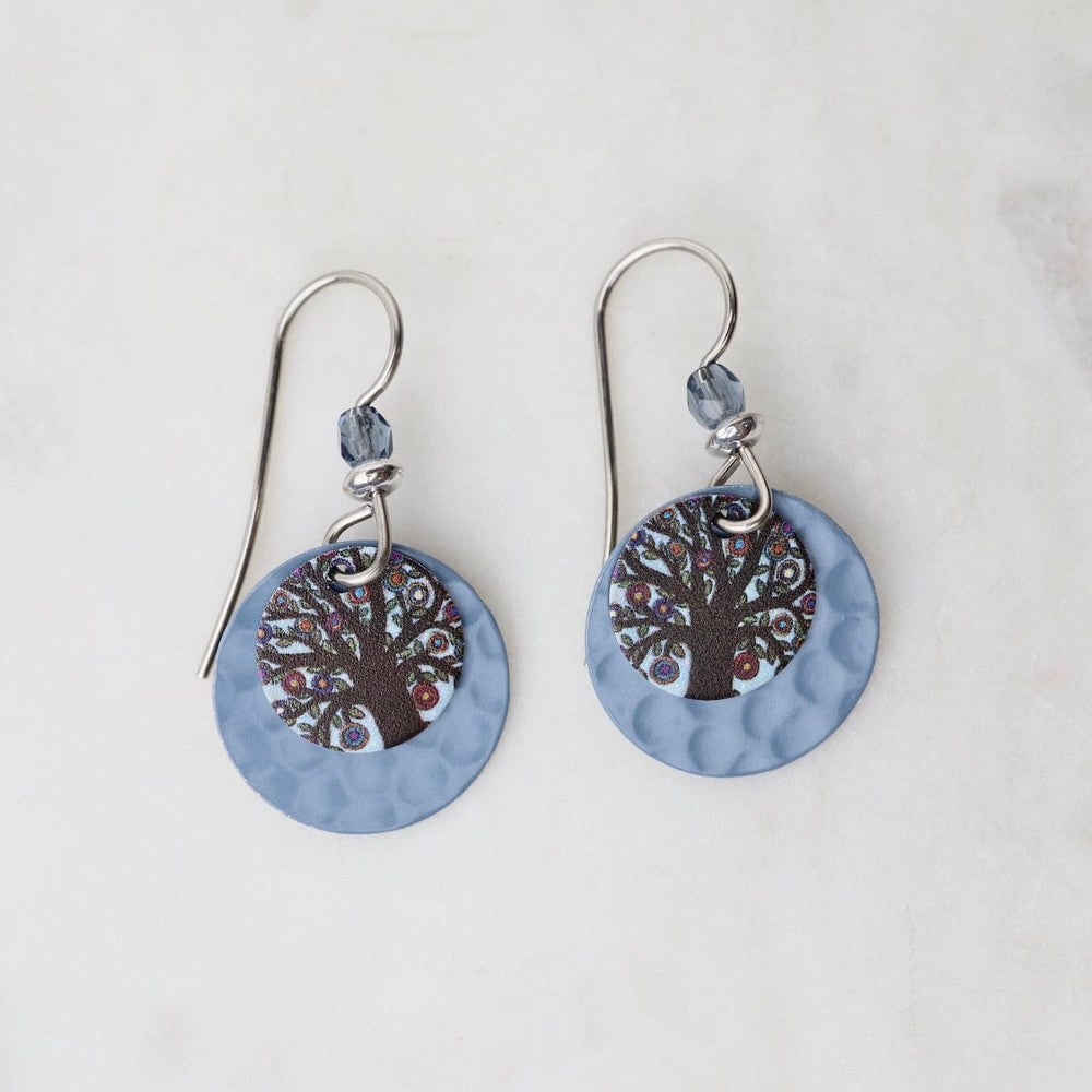 EAR-JM Tree of Life with Blue Disc Earrings