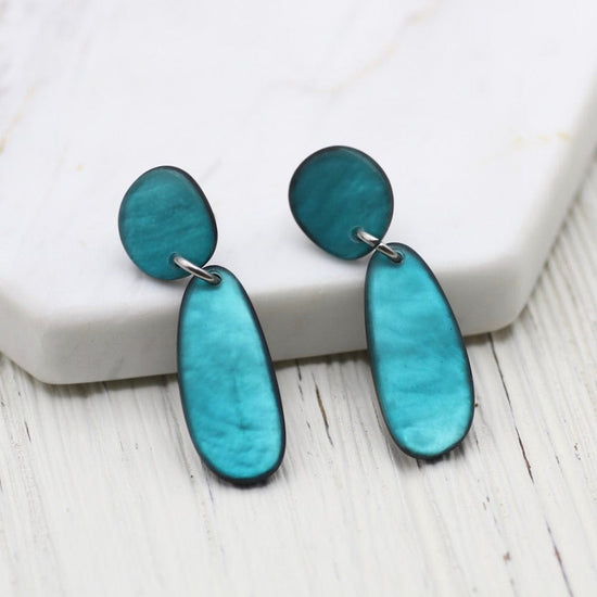 EAR-JM TURQUOISE 2 PIECE PEBLE STUD EARRING