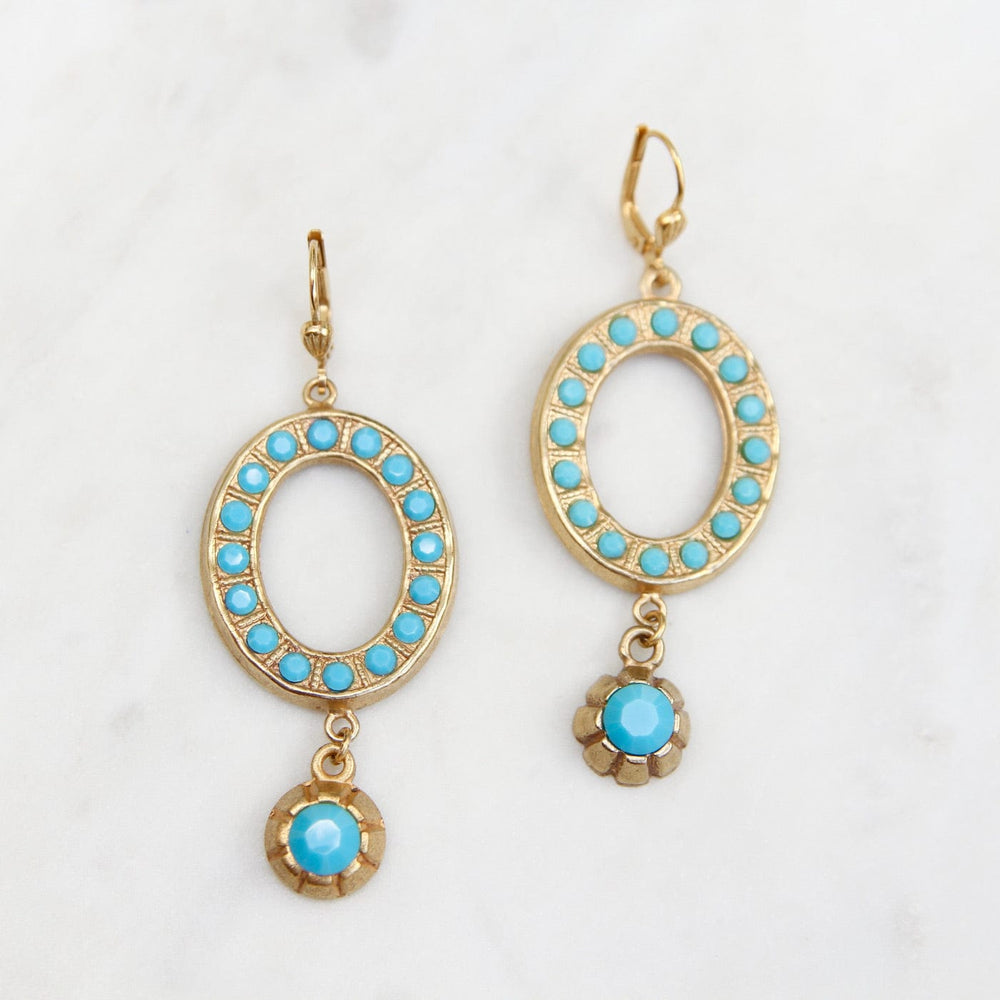 EAR-JM Turquoise Crystal Oval Earring