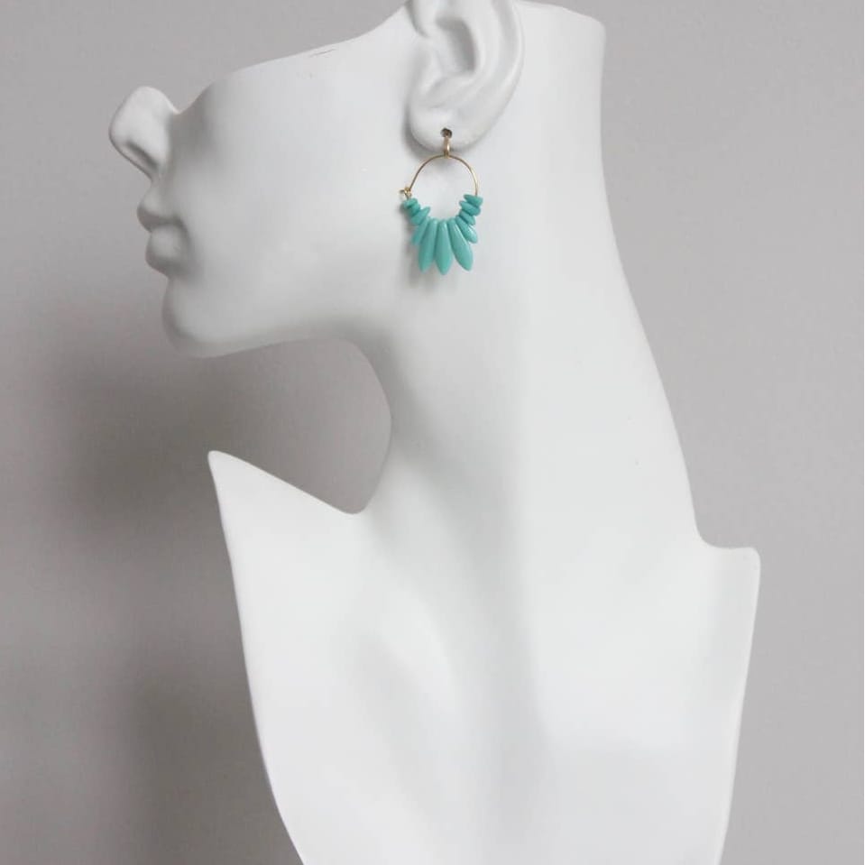 EAR-JM Turquoise Fan Hoop Earrings