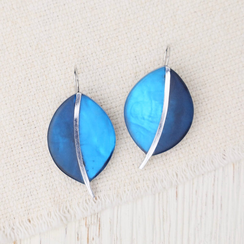 EAR-JM Two Tone Blue Leaf Earrings