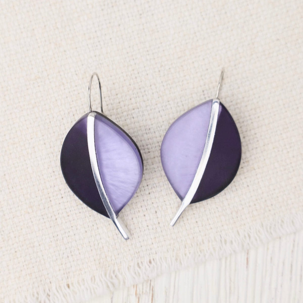 EAR-JM Two Tone Purple Leaf Earrings