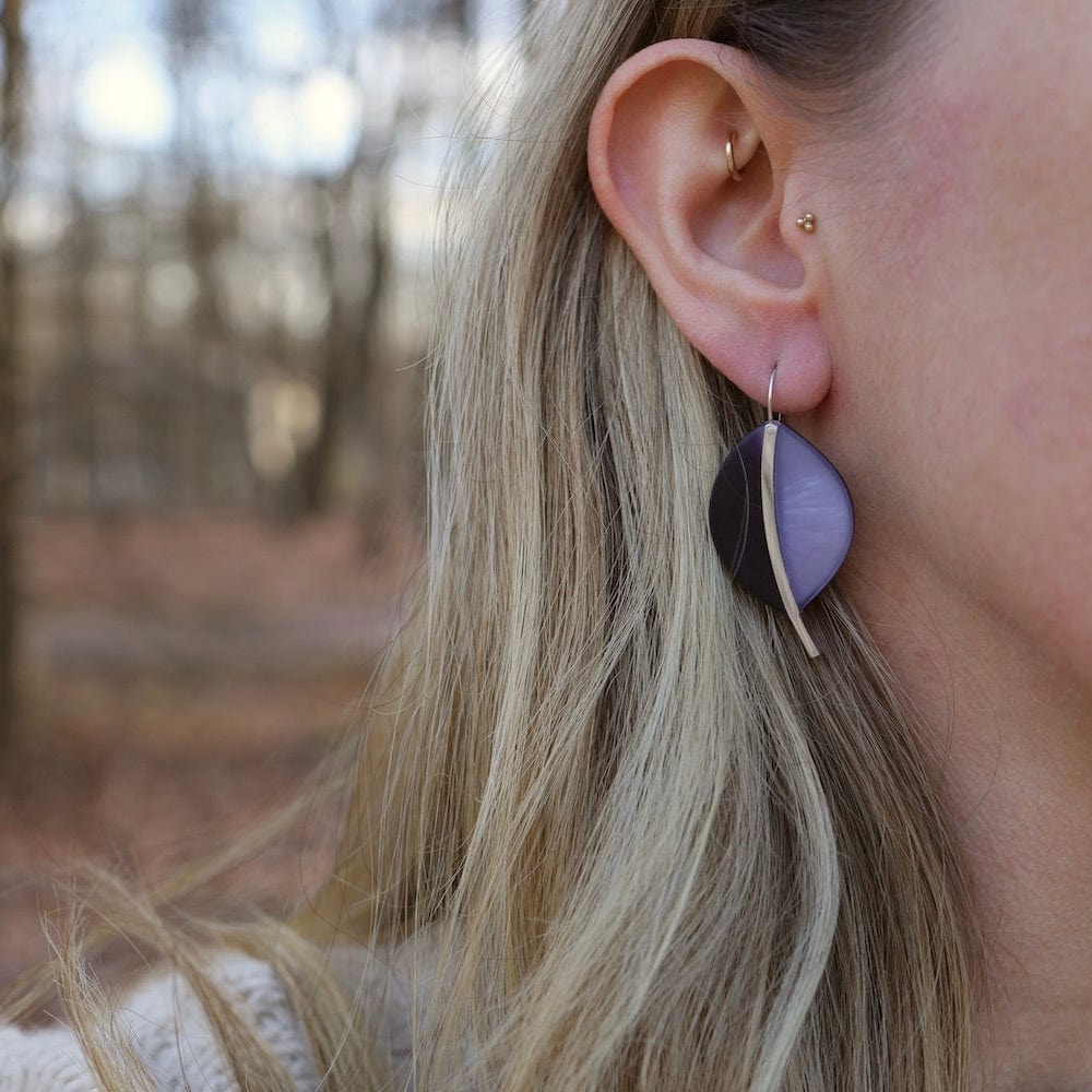 EAR-JM Two Tone Purple Leaf Earrings