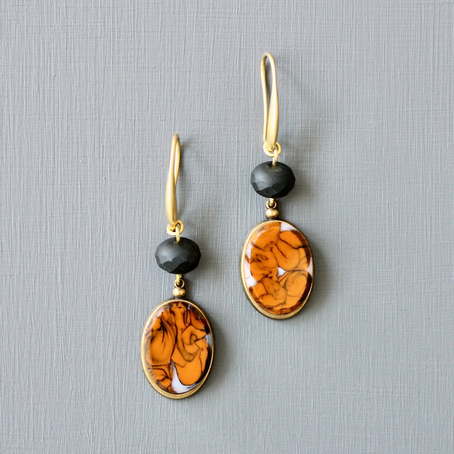 EAR-JM Vintage Orange Glass Earrings