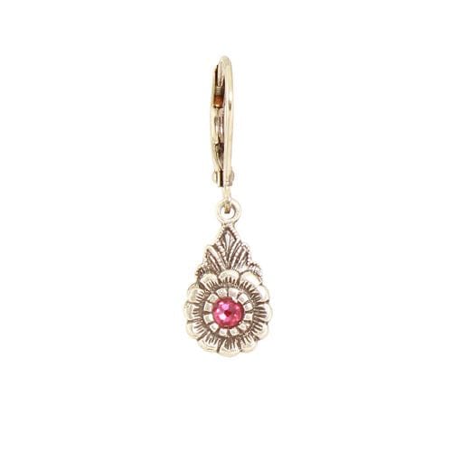 EAR-JM Vintage Teardrop Flower - Hot Pink