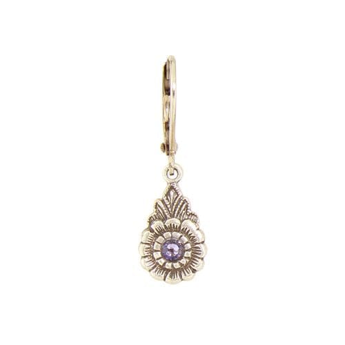 EAR-JM Vintage Teardrop Flower - Lavender