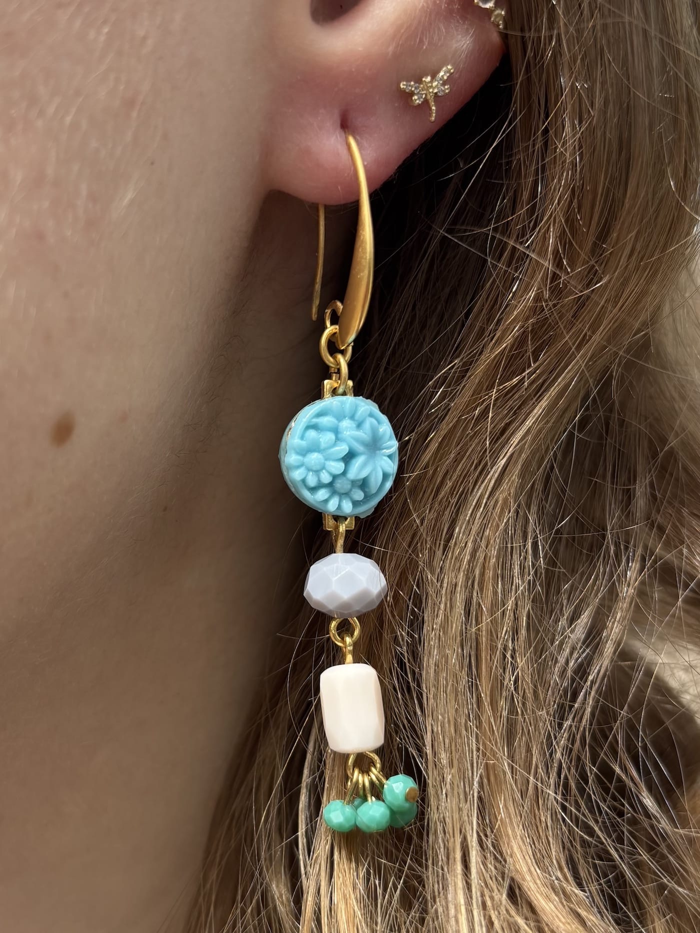 EAR-JM Vintage Turquoise Glass Earrings