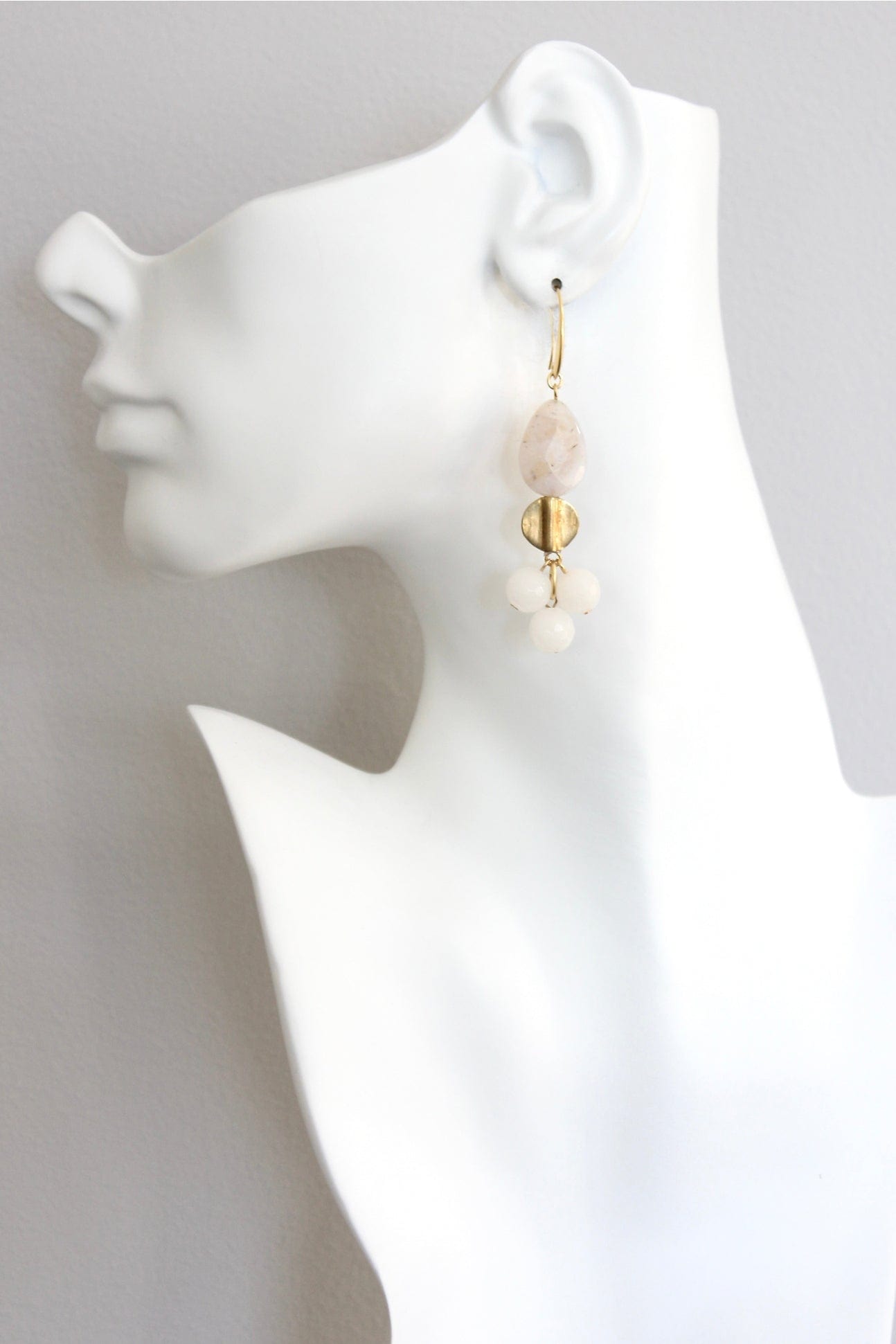 EAR-JM White Agate Cluster Earrings