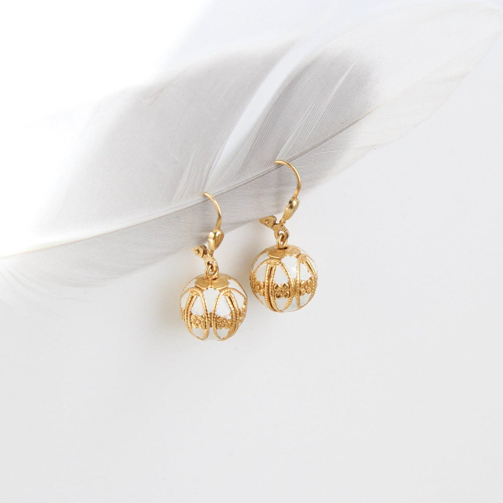 
                  
                    EAR-JM White Enamel Ball Drop Earring - Gold Plate
                  
                