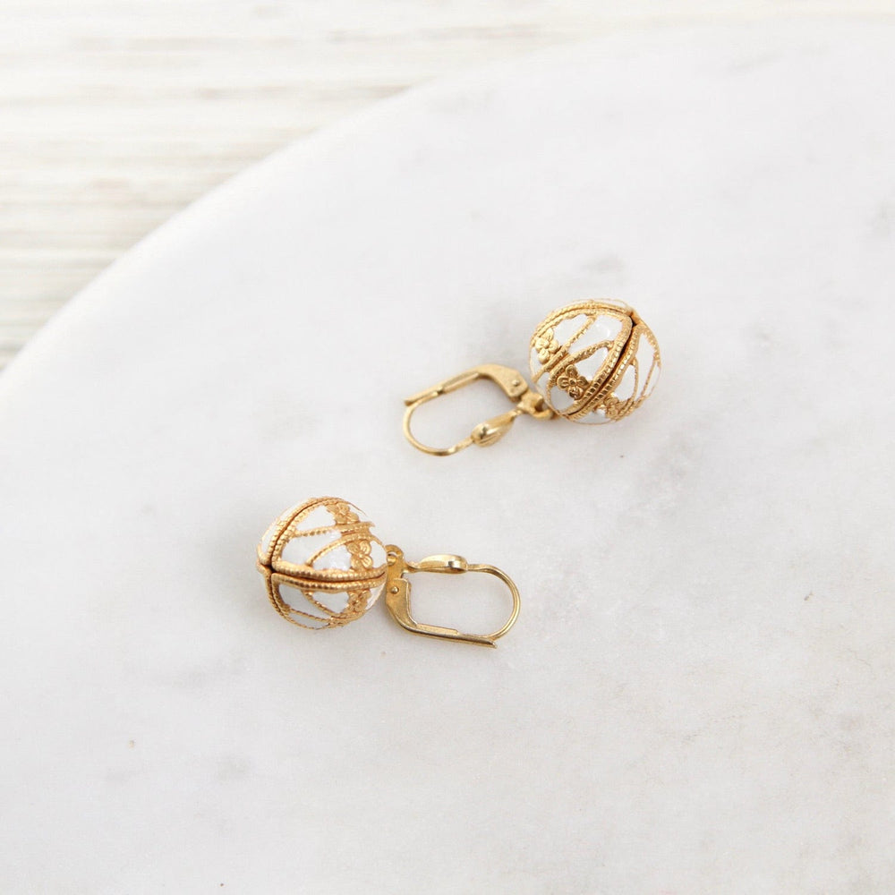 
                  
                    EAR-JM White Enamel Ball Drop Earring - Gold Plate
                  
                