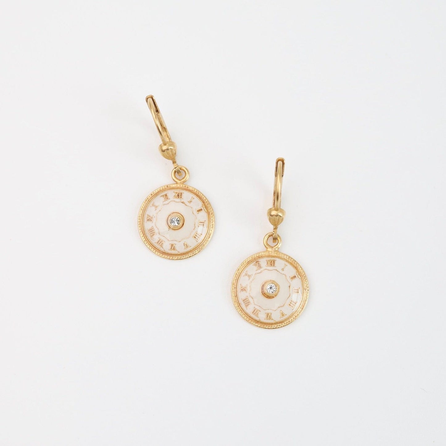 EAR-JM White Enamel Disc Earring