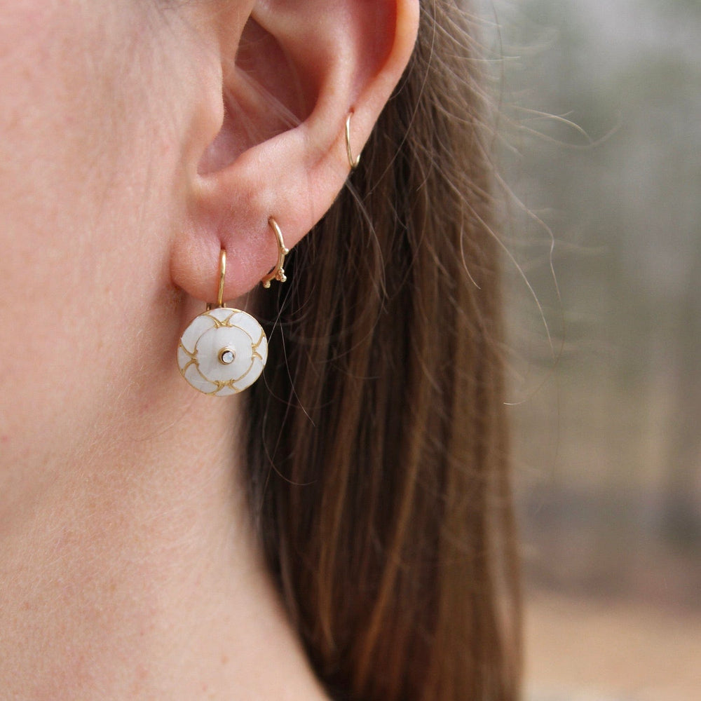 EAR-JM White Enamel Disc Earring - Gold Plate -