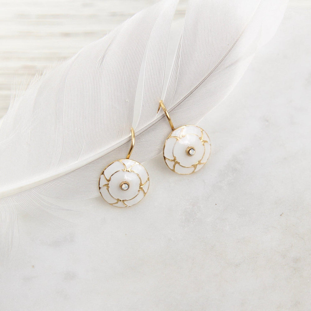 
                      
                        EAR-JM White Enamel Disc Earring - Gold Plate -
                      
                    