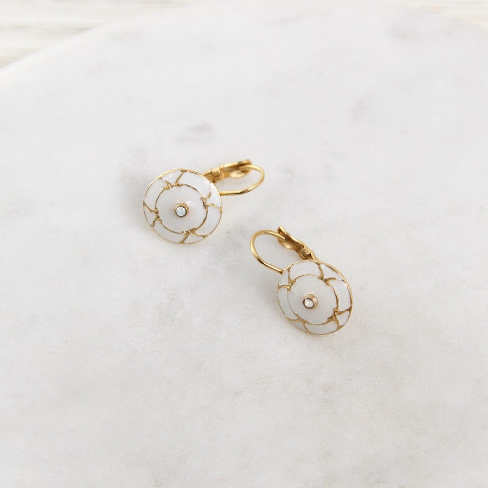 
                      
                        EAR-JM White Enamel Disc Earring - Gold Plate -
                      
                    