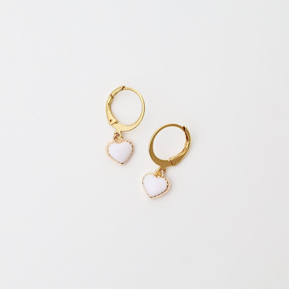 
                  
                    EAR-JM White Enamel Heart Drop Earrings - Gold Plate
                  
                