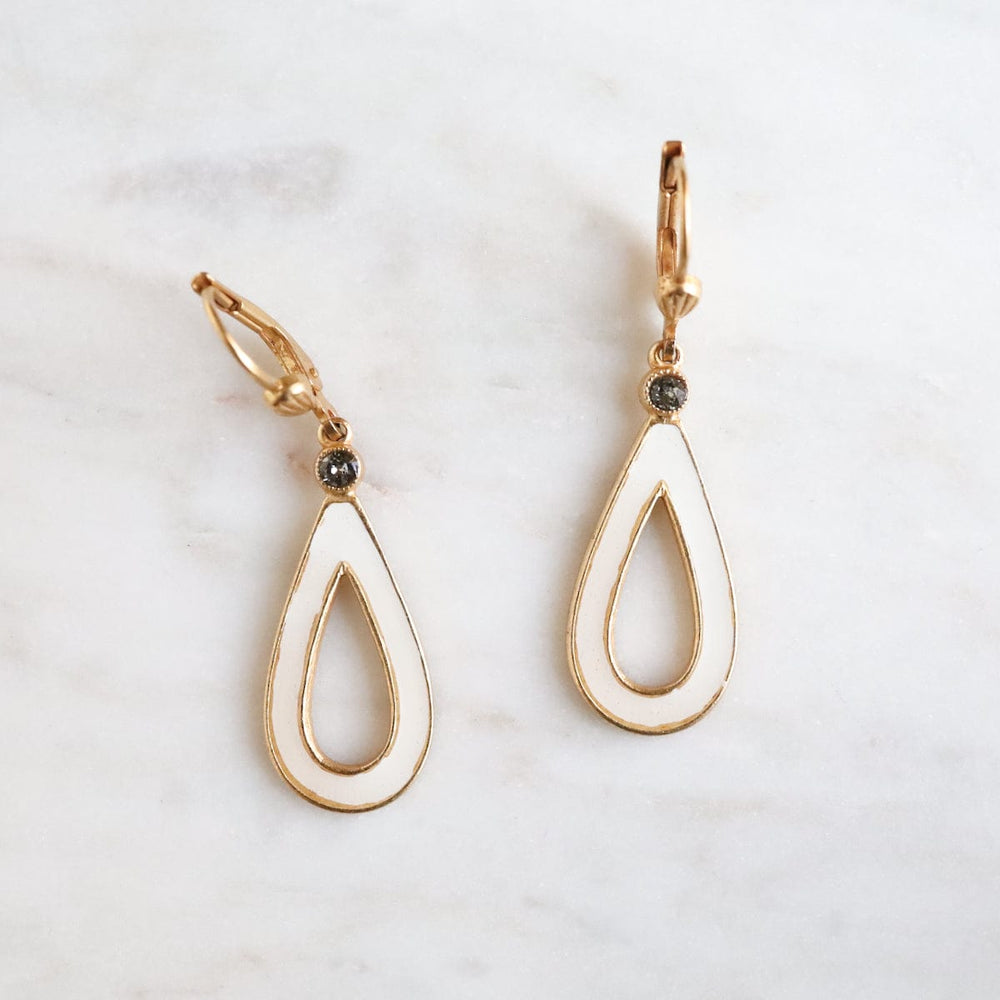 EAR-JM White Enamel Teardrop Earrings