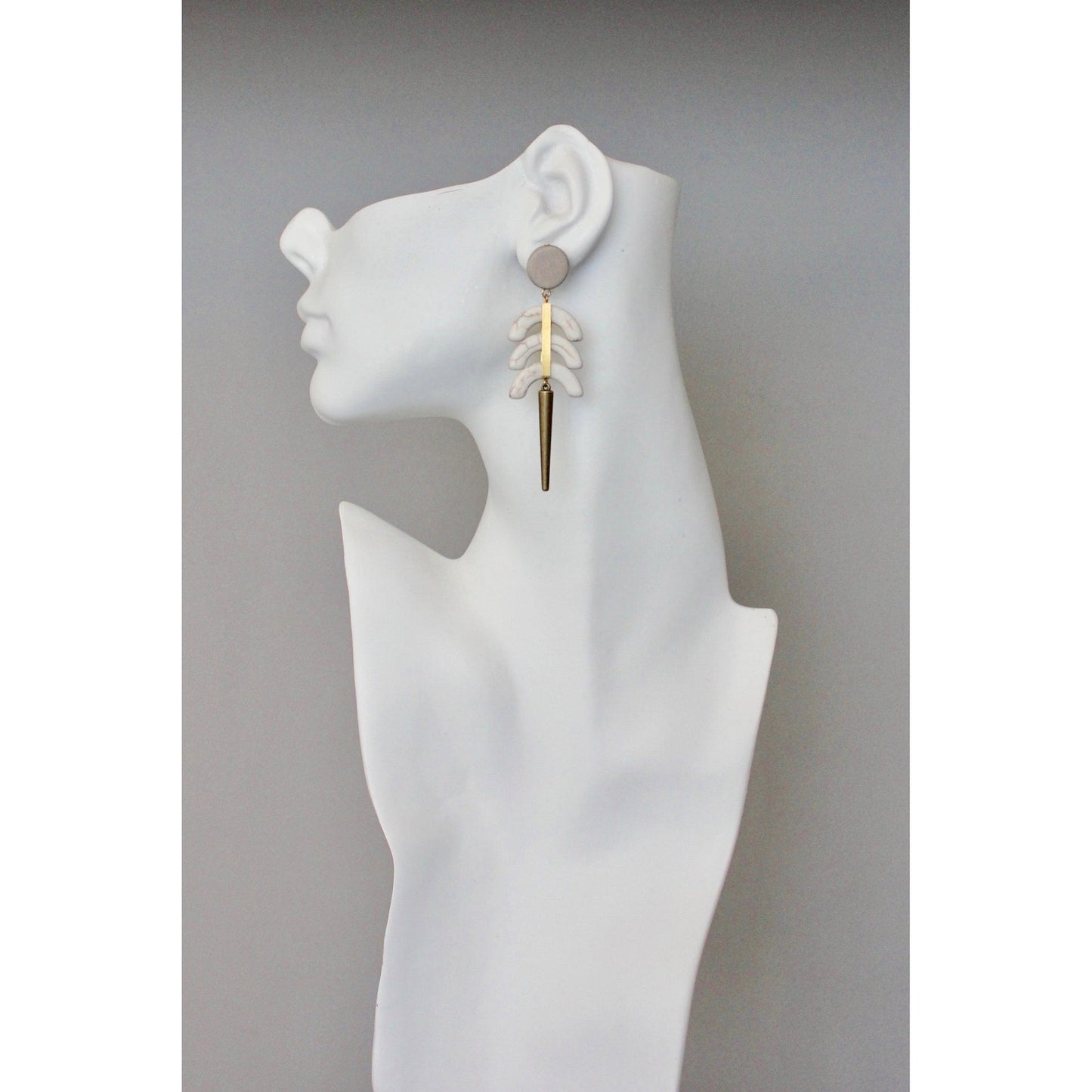 EAR-JM White Geometric Post Earrings
