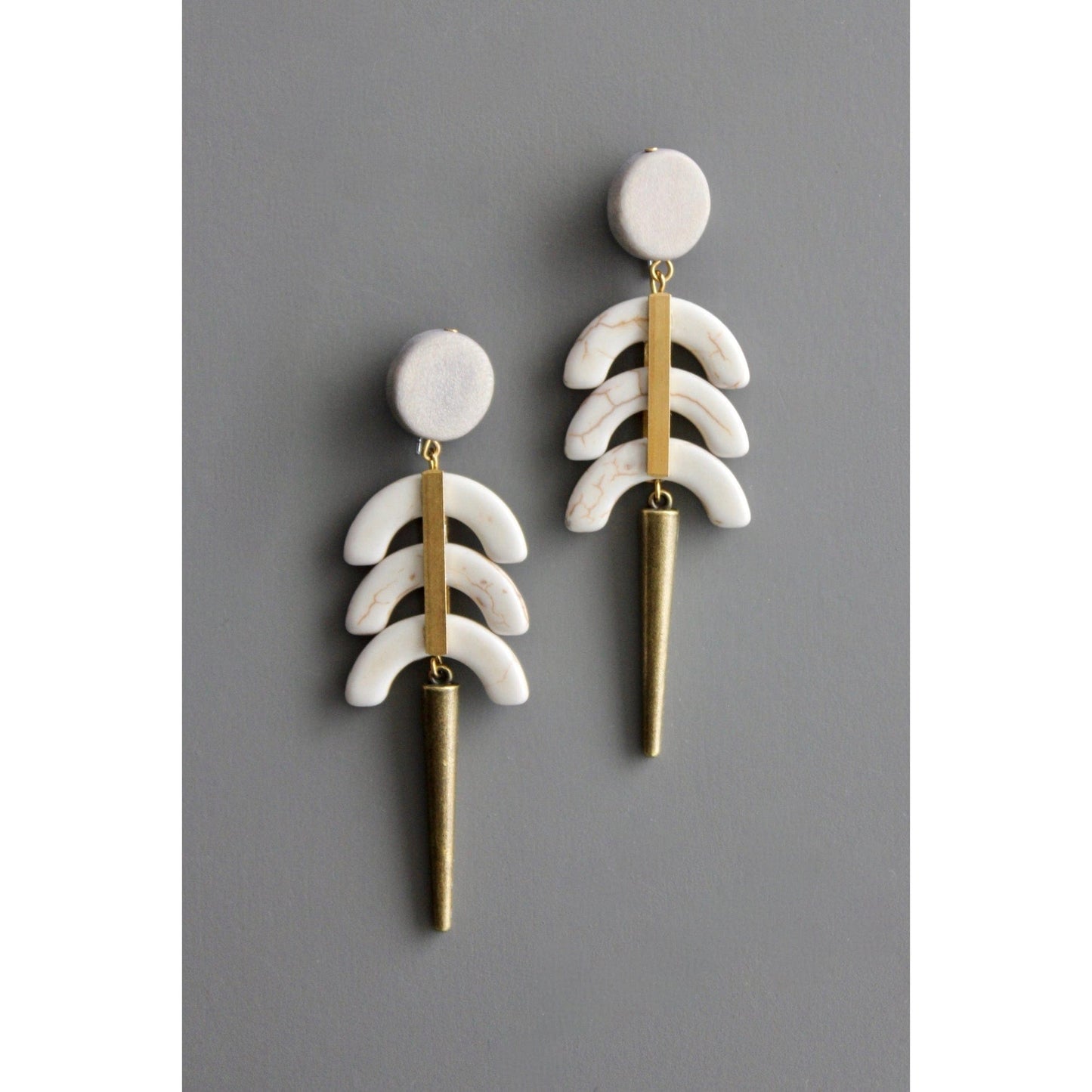 EAR-JM White Geometric Post Earrings