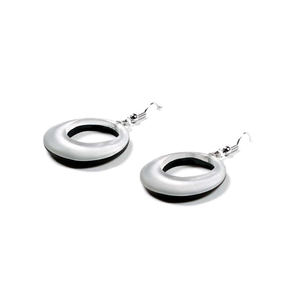 EAR-JM White Hollow Circle Earrings