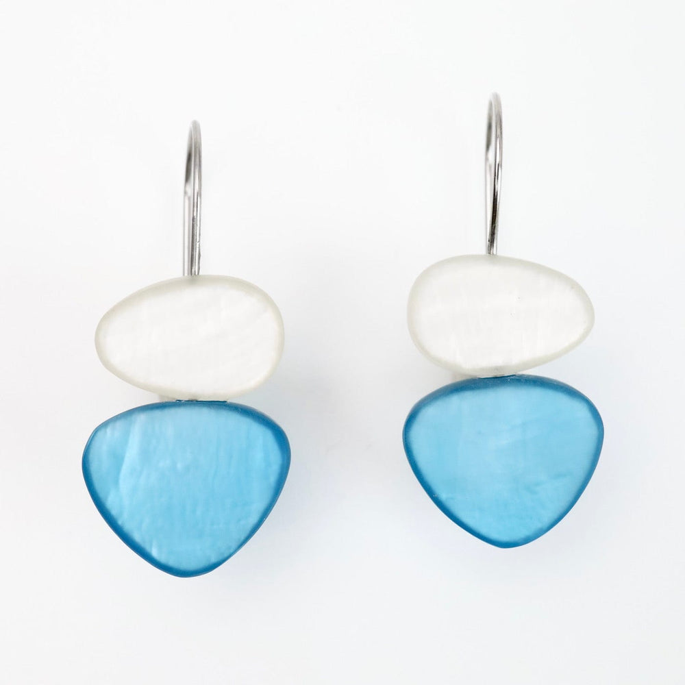 EAR-JM White & Ocean Wave Two Tone Earrings