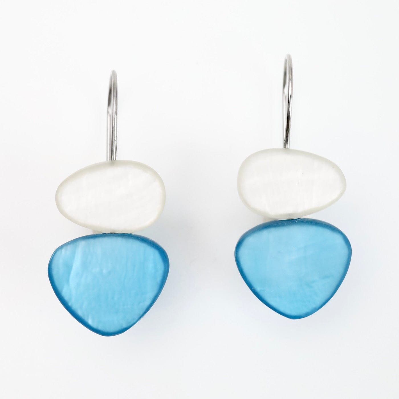 Load image into Gallery viewer, EAR-JM White &amp;amp; Ocean Wave Two Tone Earrings
