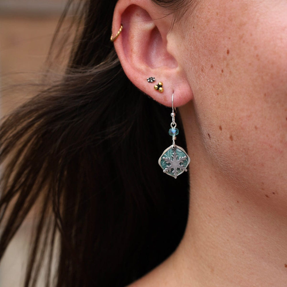 EAR-JM Winter in Frosty Blue & Snowflake Earrings