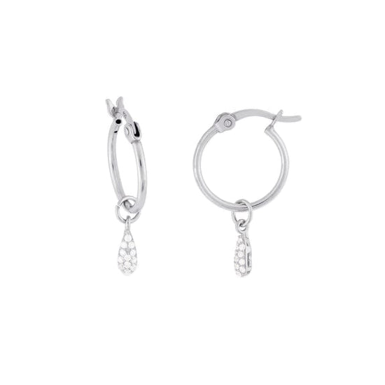 EAR Kaia Hoops with CZ Dew Drop - Sterling Silver