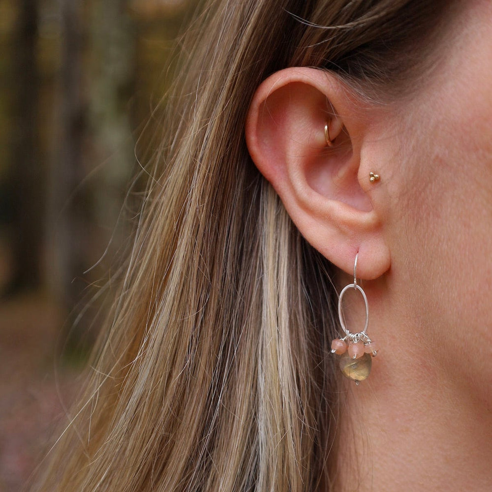 EAR Labradorite & Pink Moonstone Cluster Earrings