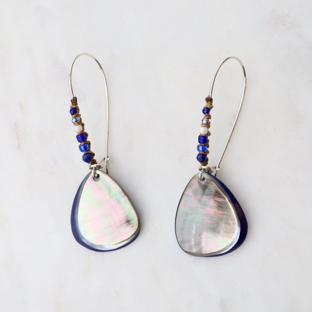 EAR Lapis Blacklip Beaded Teardrop Earrings