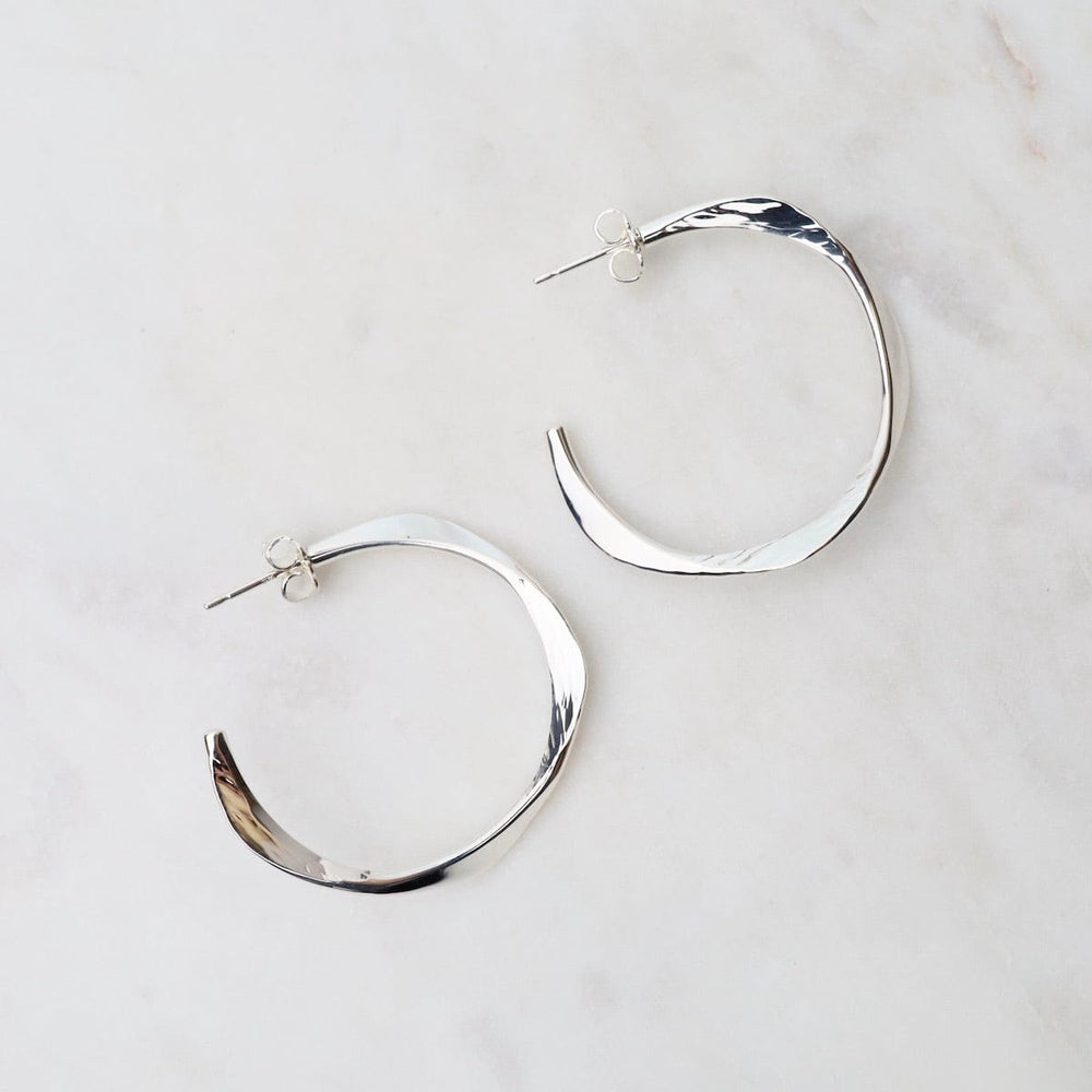 EAR Large Abstract Flattened Curve Hoops