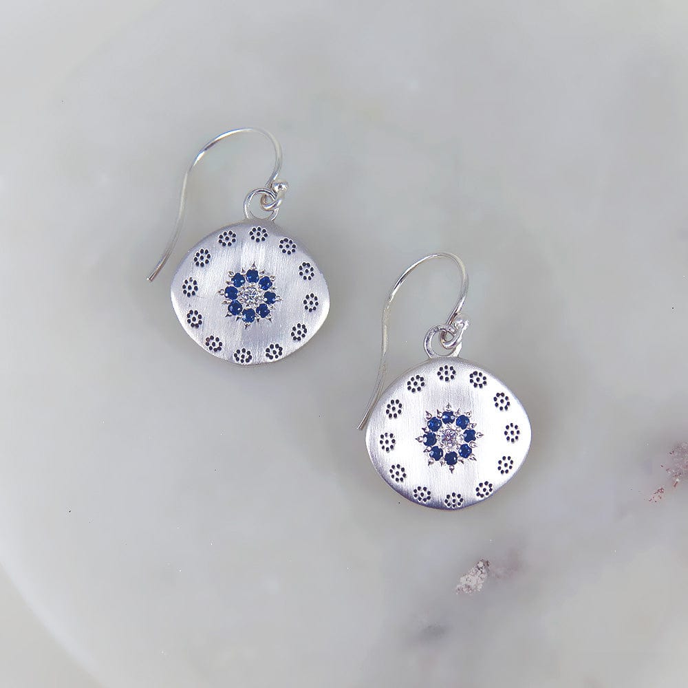 EAR LARGE  CLUSTER SAPPHIRE CIRCLE EARRINGS