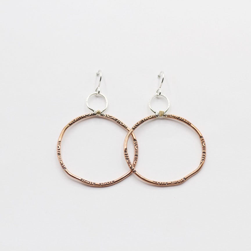 EAR Large Decorated Copper Hoops