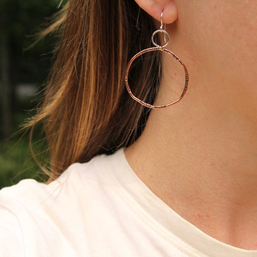 EAR Large Decorated Copper Hoops