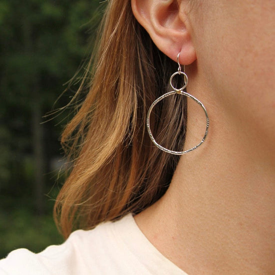 EAR Large Decorated Silver Hoops