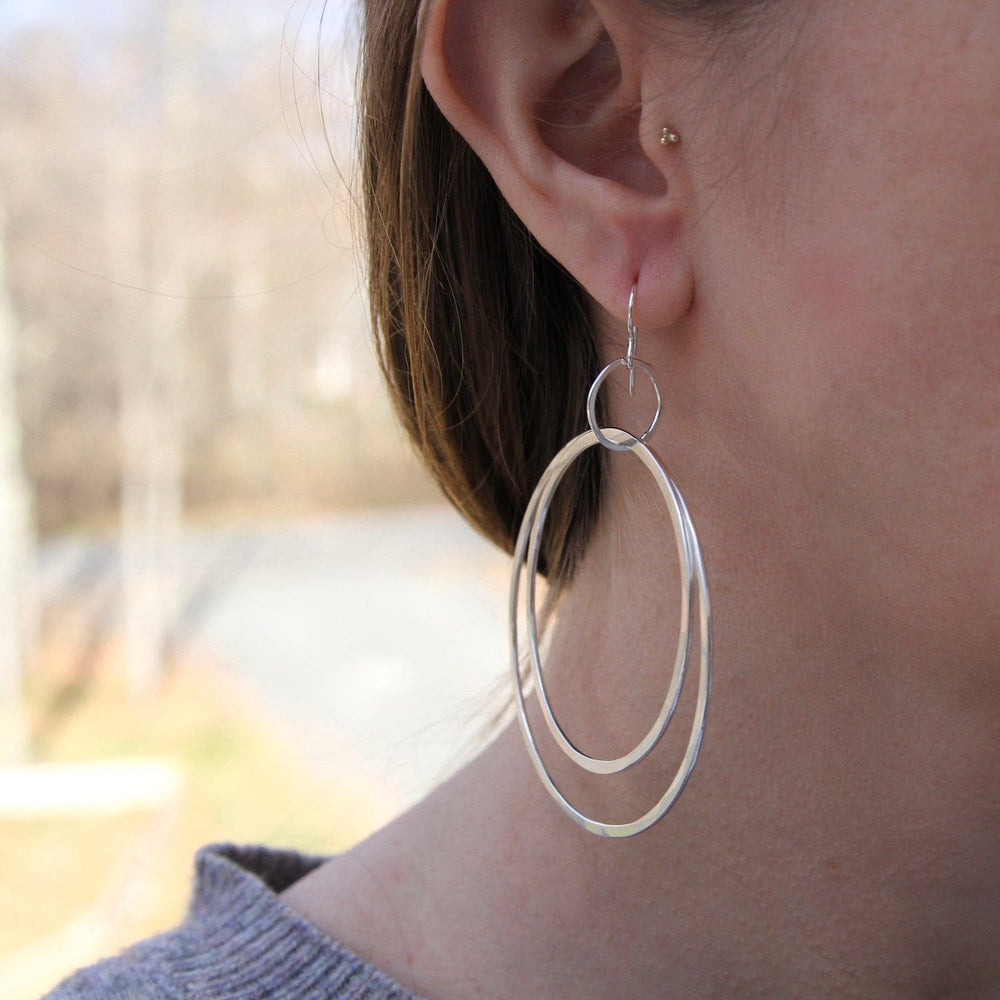 EAR Large Flat Silver Hoops