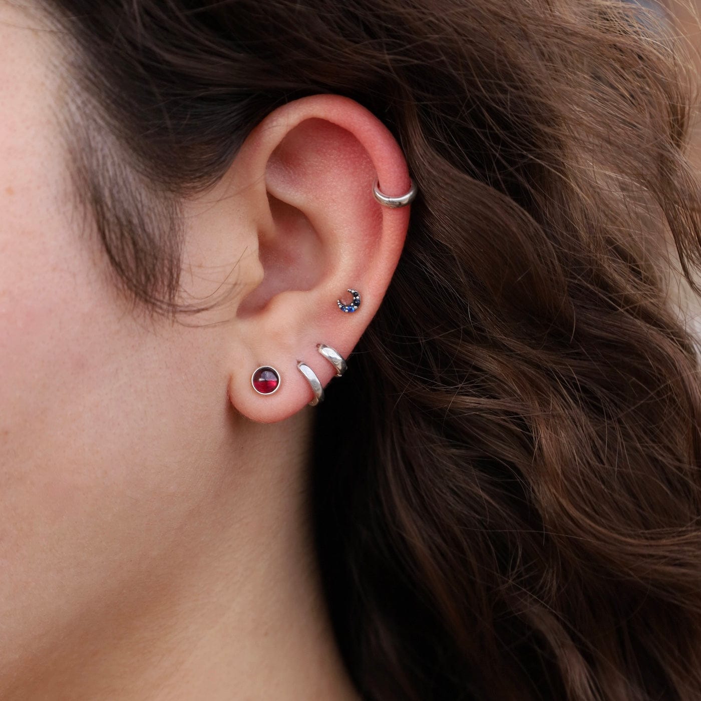 EAR Large Garnet Cabachon Post