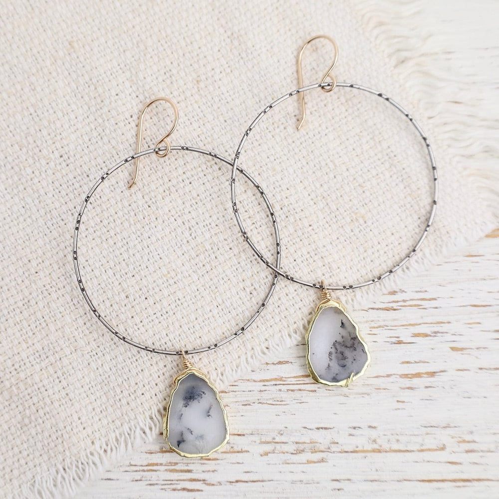 EAR Large Hoop with Dendrite Opal Earrings