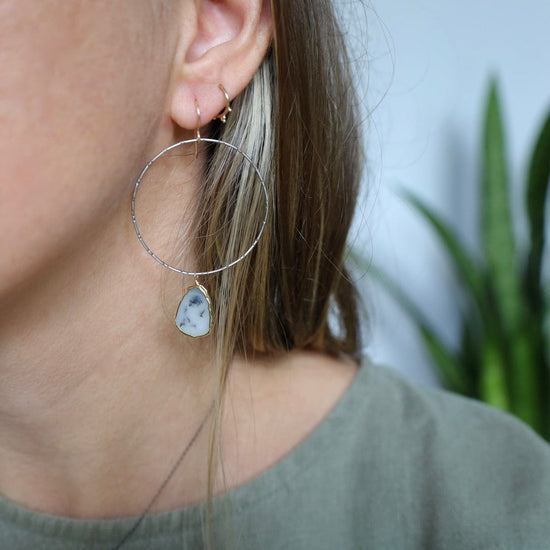 EAR Large Hoop with Dendrite Opal Earrings