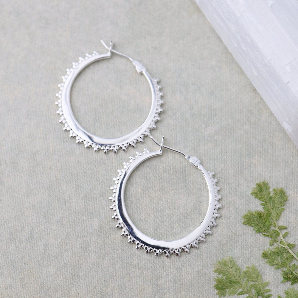 EAR Large Hoops with Granulated Edges - Sterling Silver