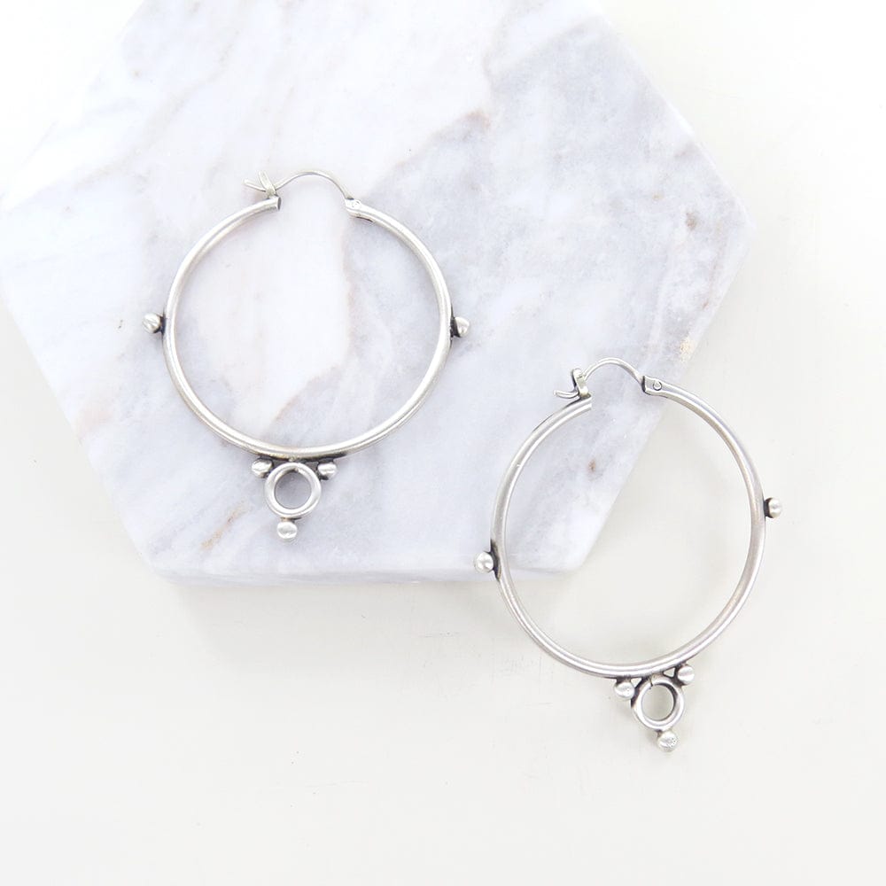 
                      
                        EAR Large Hoops with Ring and Ball - Sterling Silver
                      
                    