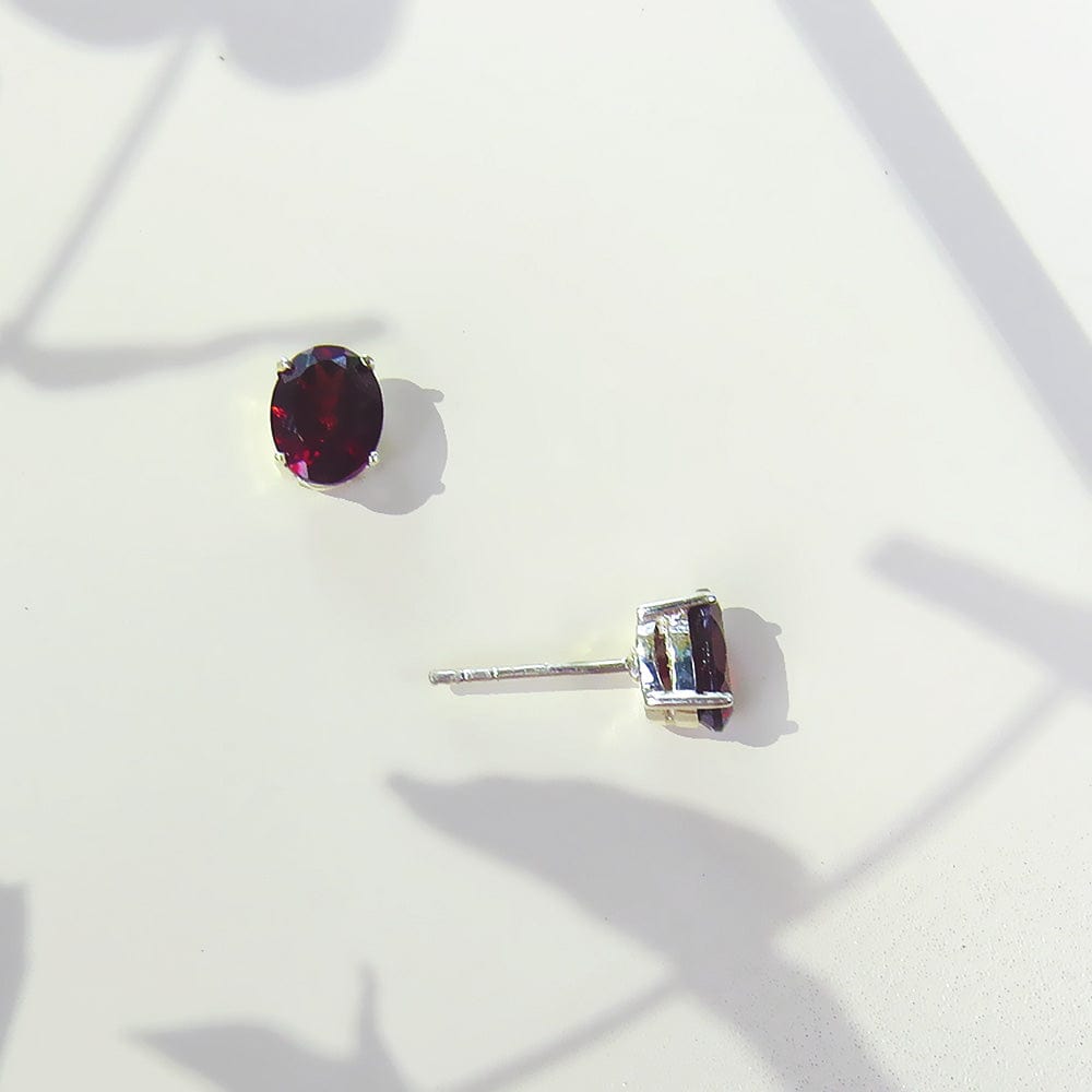 EAR Large Oval African Garnet Post Earring