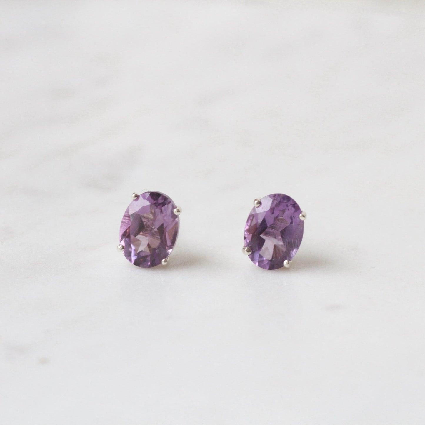 EAR Large Oval Amethyst Post Earring