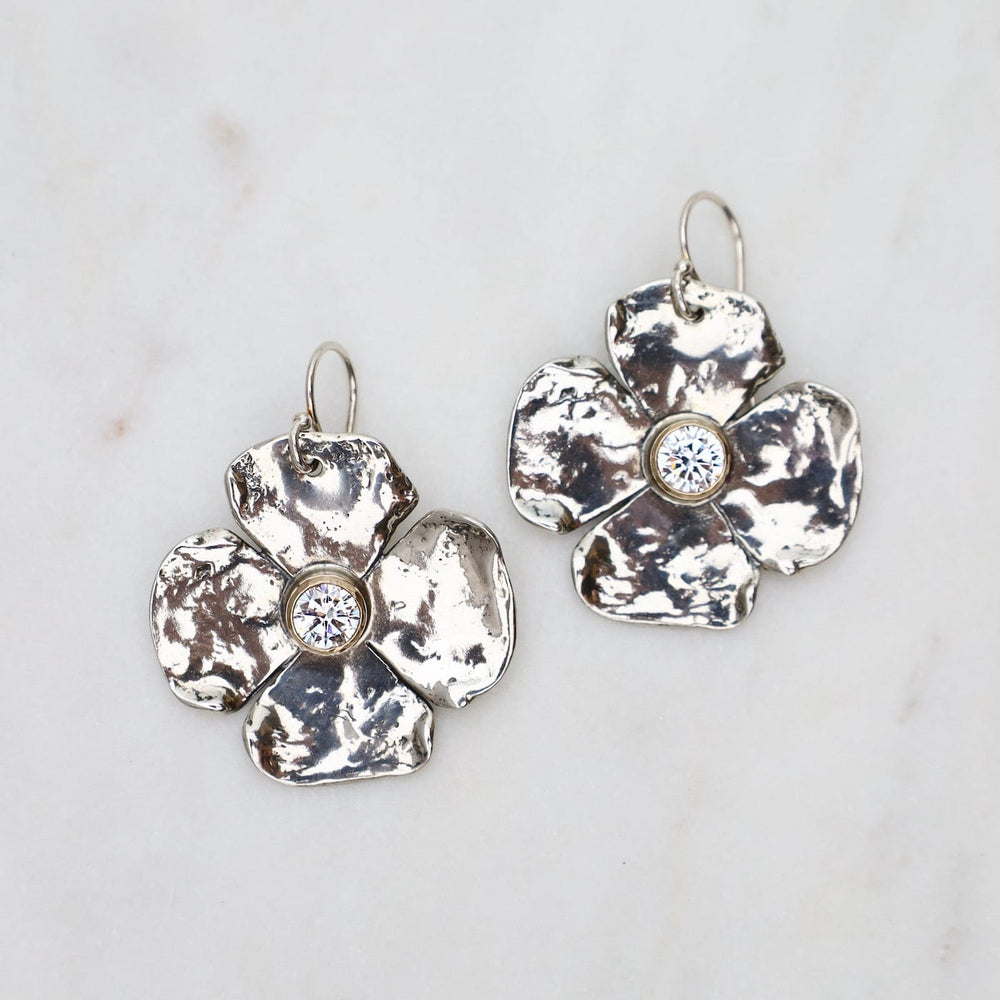 
                      
                        EAR Large Petal Flower Earrings with CZ Center & 14k Gold Bezel
                      
                    