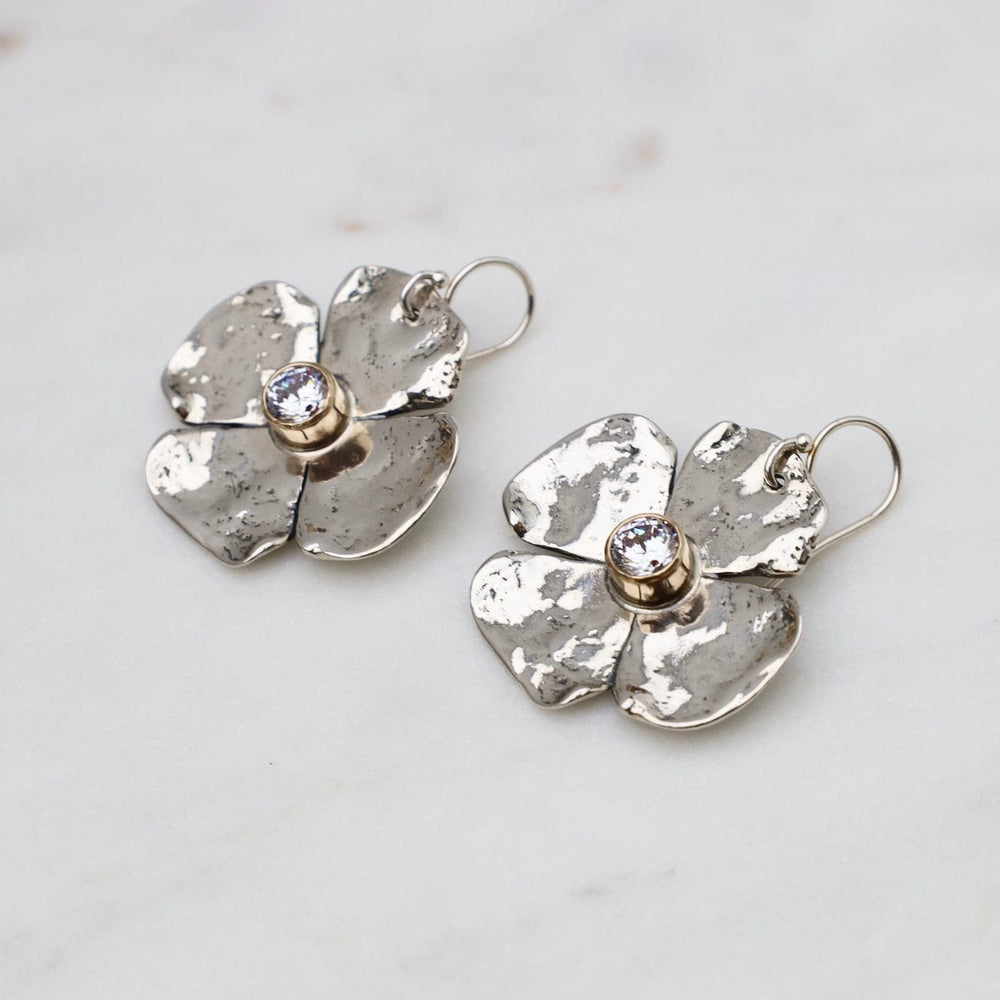 
                      
                        EAR Large Petal Flower Earrings with CZ Center & 14k Gold Bezel
                      
                    