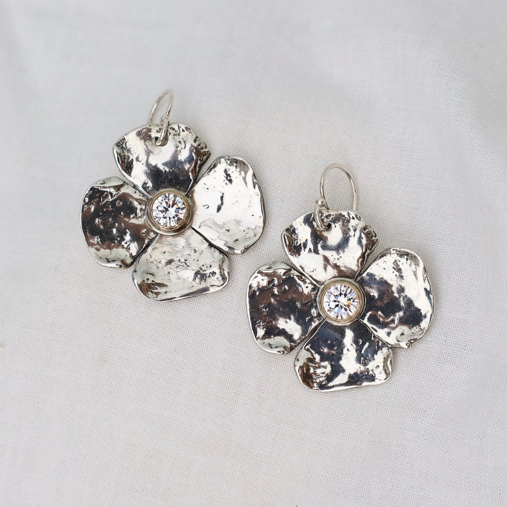 
                      
                        EAR Large Petal Flower Earrings with CZ Center & 14k Gold Bezel
                      
                    