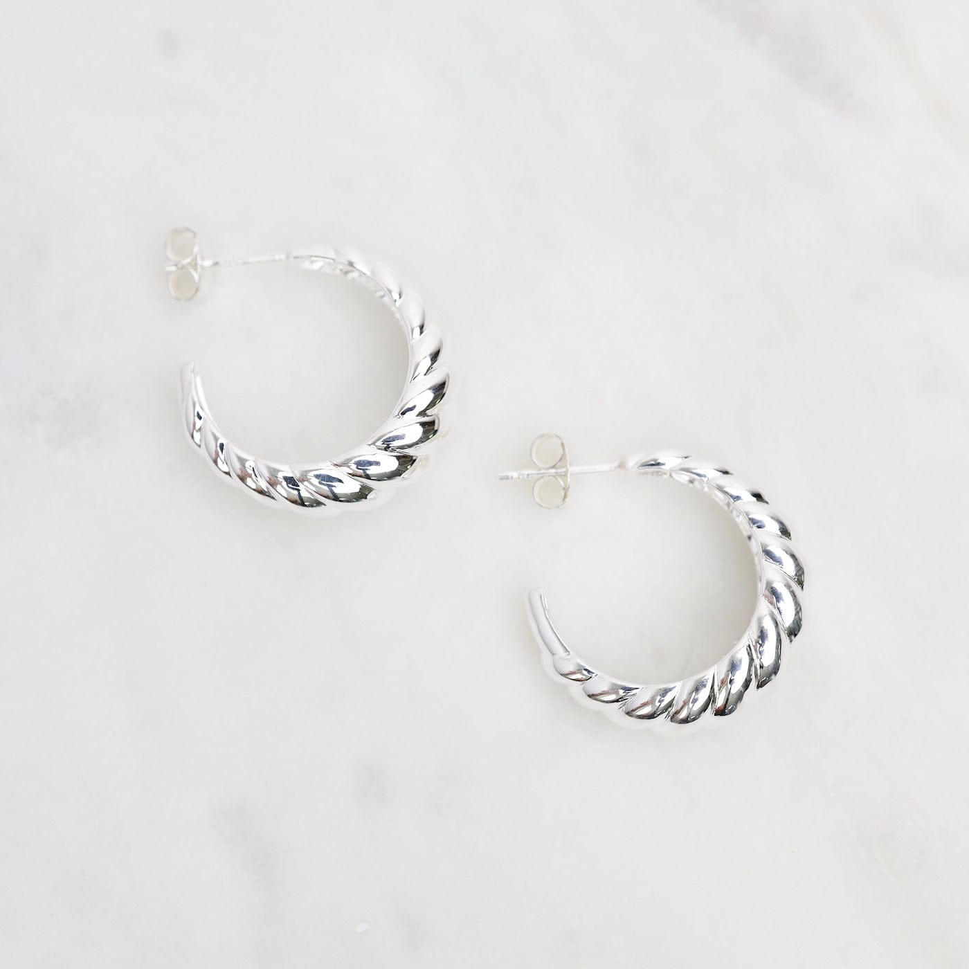 EAR Large Puffy Twist Hoop - Sterling Silver