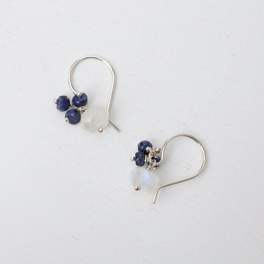 
                      
                        EAR Large Rondelle Cluster Earring - Moonstone & Sapphire
                      
                    