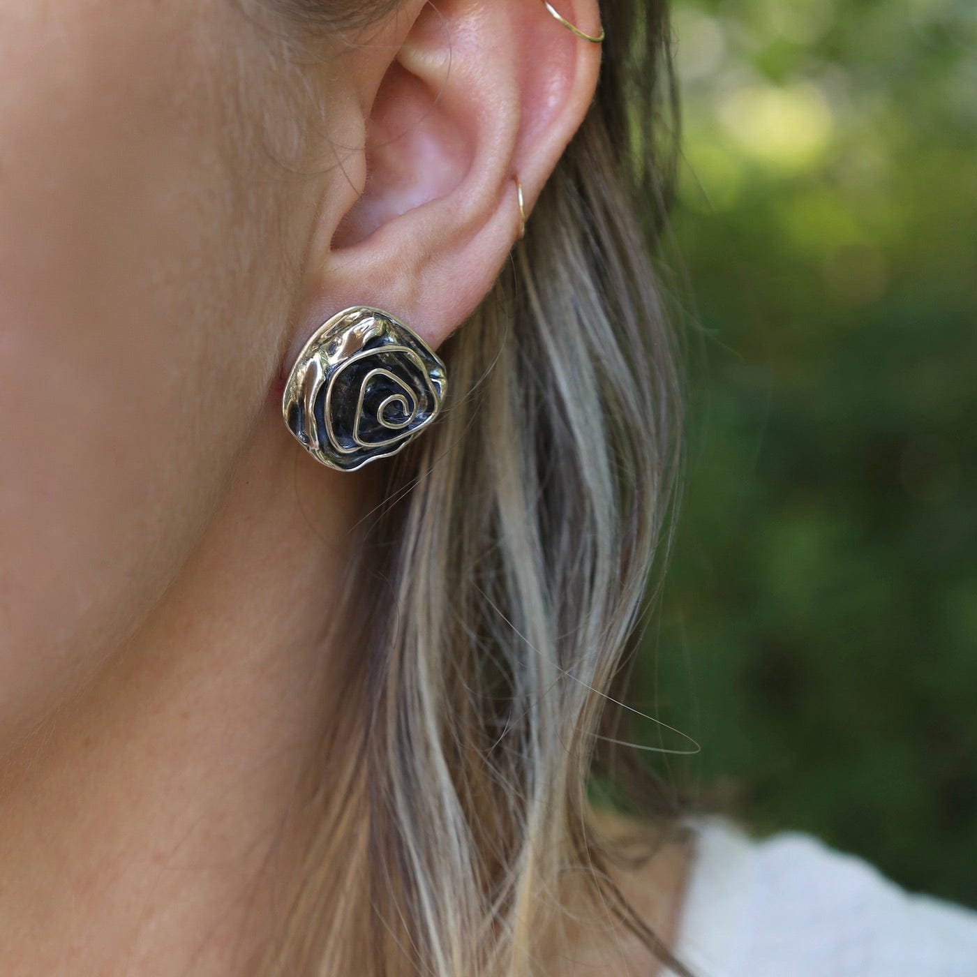 EAR Large Rose on 14k Post Earrings