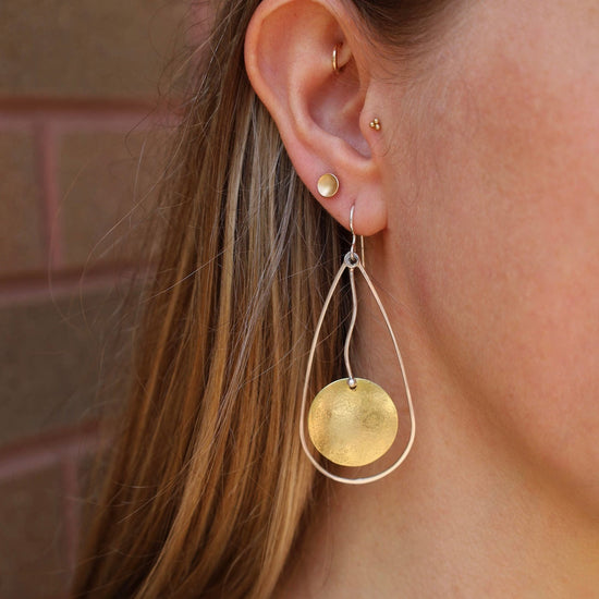 EAR Large Silver & Brass Teardrop Earrings