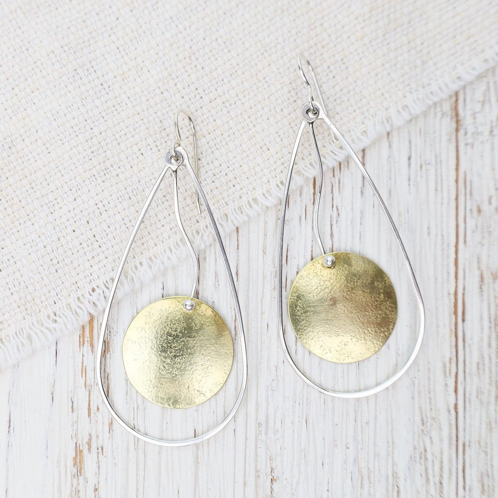 EAR Large Silver & Brass Teardrop Earrings